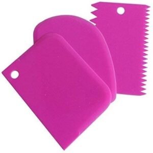 TPV® 3Pcs/Set Plastic Dough Bench Scraper Cake Cutter, Chopper, Smoother Icing Fondant Cake Decorating Pastry Baking Tool (Randonm Colour)