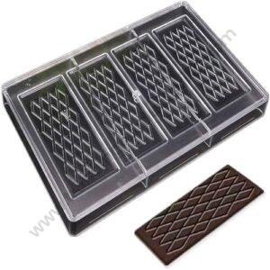 TPV® 4 Cavities Big Rectangle Cube With Pattern Pc Polycarbonate Chocolate Mould