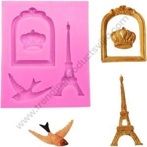 TPV® 4 Cavity Eiffel Tower Crown Bird Fondant Marzipan Mould