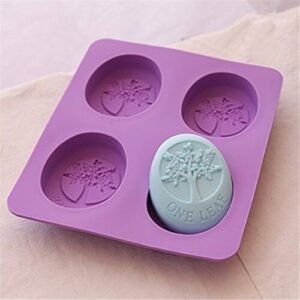 TPV® 4 Cavity Oval Shape One Leaf Silicone Moulds For Soaps And Chocolate Jelly Desserts Mould