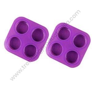 TPV® 4 Cavity Plain Round Shape Silicone Moulds For Soaps And Chocolate Jelly Desserts Mould