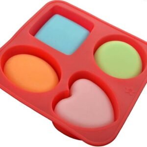 TPV® 4 Cavity Rectangle Curved Edges Silicone Moulds For Soaps Jelly Desserts