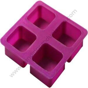 TPV® 4 Cavity Square Curved Edges Silicone Moulds For Soaps Jelly Desserts