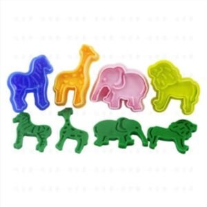 TPV® 4 Pc Animals Lion Elephant Giraffe Zebra Plastic Biscuit Cutter Plunger Fondant Cutter