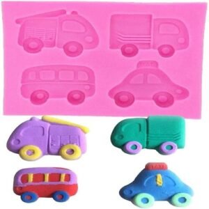 TPV® 4 In 1 Cars Shape Silicone Mould Sugarcraft Cake Cup TPV® Biscuit Mould