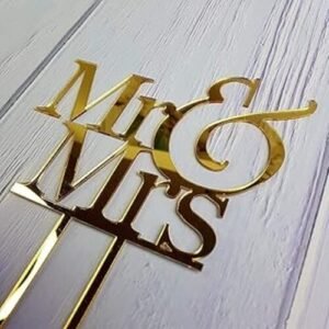 TPV® 4 Inch Mirror Finshing Acrylic Cake Topper Mr And Mrs Glass