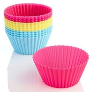 TPV® Reusable Round Silicone Muffin Mold for Making Cupcake and Chocolate, in Random Color, 12 Pieces