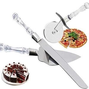 TPV® (3 Item Combo Fancy Pizza Cutter and Knife) Stainless Steel-Multipurpose Pizza Cutting, Kitchen Cutter for Sandwich & Pastry