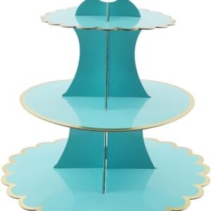 TPV® 3 Tier Layer Cupcake Paper Stand Display Rack Cupcake stand Birthday Wedding Party Supplies (Blue) 1 PCS