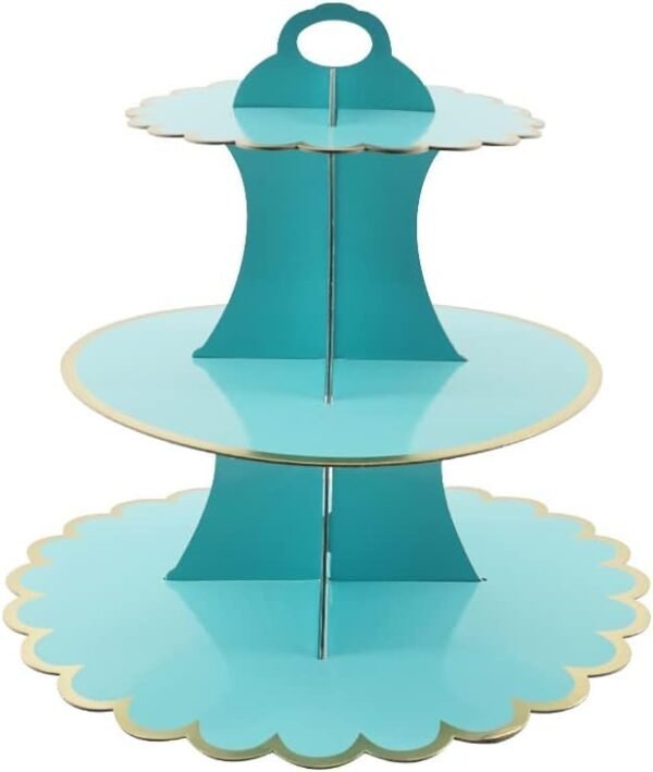 TPV® 3 Tier Layer Cupcake Paper Stand Display Rack Cupcake stand Birthday Wedding Party Supplies (Blue) 1 PCS