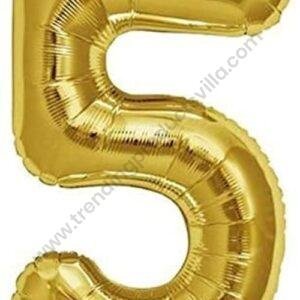 TPV® Party Port Gold Number 5 Five Foil Balloon for Birthday & Anniversary Celebrations (Pack of 1)