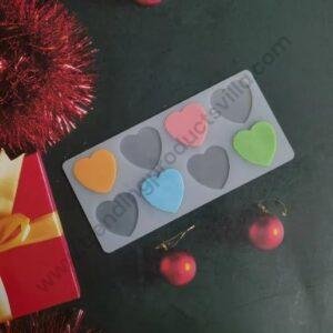 TPV® 8 Cavity Hollow Heart Shape Silicon Chocolate Garnishing Moulds, Sugar-Craft, Cake Dessert Insert, Ice Cream