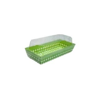 TPV® Direct Bake-able Paper Moulds with Lid - Rectangle Shape - Green (10 Pcs Pack)
