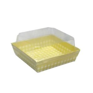 TPV® Direct Bake-able Paper Moulds with Lid - Square Shape - Yellow (10 Pcs Pack)