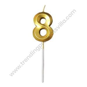TPV® Quality Gold Number Candles, Birthday Cake Candles, 5.3 inches Gold Number Cupcake Candle 8