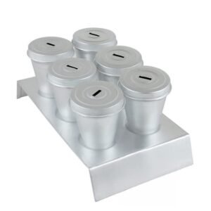 TPV® Aluminium Kulfi Ice Cream Mould with Lid Hole 2 Set of 6 pcs Kulfi Mould Kulfi Maker with 2 Stands