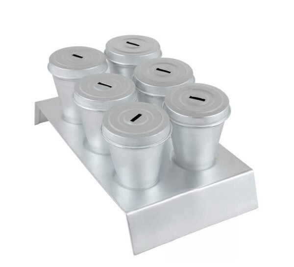 TPV® Aluminium Kulfi Ice Cream Mould with Lid Hole 2 Set of 6 pcs Kulfi Mould Kulfi Maker with 2 Stands