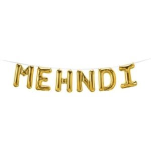TPV®  MEHNDI Golden Foil Balloon Party Supplies, For Party Decoration and Celebration (Pack of 6 Letters