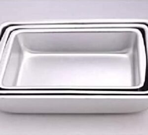 TPV®- 3Pcs Set Aluminium Rectangular Wedding/ Birthday/ Party Cake Tins Microwave Mould 6,7 & 8 Inch