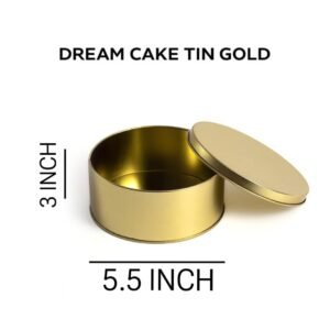 TPV® Gold Metallic Round Dream Cake Tin 5.5 x 3 Inch Stainless steel | Plum Cake Tin | Gift Box For Special Occasion with Lid 5.5 x 3 Inch Pack of 1