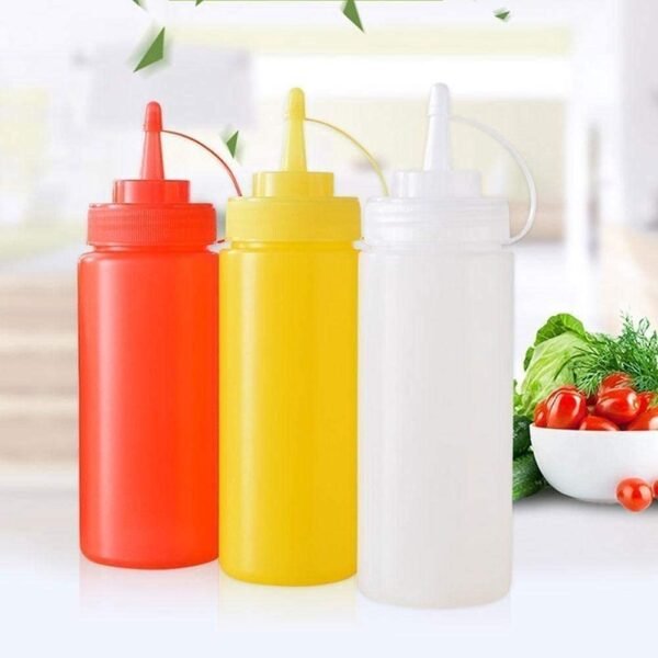 TPV®  Plastic Squeeze Bottle Ketchup Mustard Honey Sauce Dispenser Bottle, Set of 3 (Random  Color) ( 360ml)