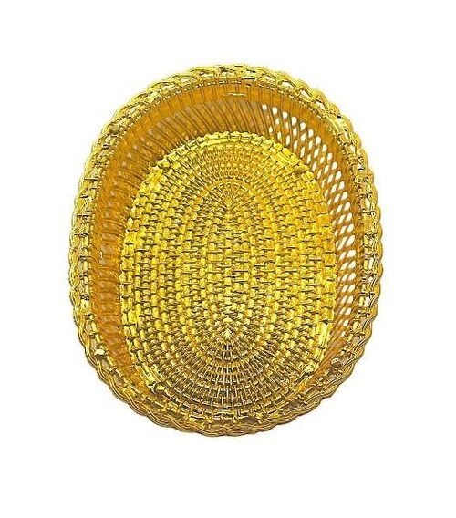TPV® Golden Lightweight & Durable Flower Design Oval Shape Decorative Plate