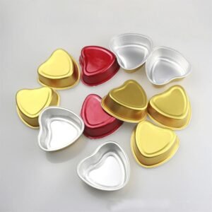 TPV® 5 Pcs Heart Shaped Cake Pans with Lids, Multi-purpose 110 ml cake pan mini aluminum pans for Valentine Mother's Day