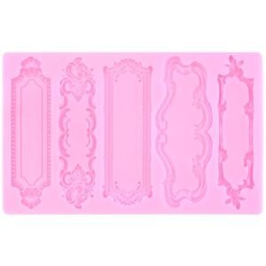 TPV® 5 cavity Frame Silicone Mold Baroque Style Picture Frame Fondant Mold Vintage Frame Mold