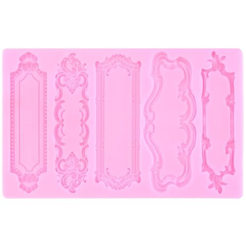 TPV® 5 cavity Frame Silicone Mold Baroque Style Picture Frame Fondant Mold Vintage Frame Mold