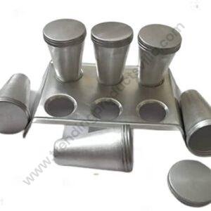 TPV® Aluminium Ice Cream Kulfi Mould (90 Ml) With Stand (Set Of 2)