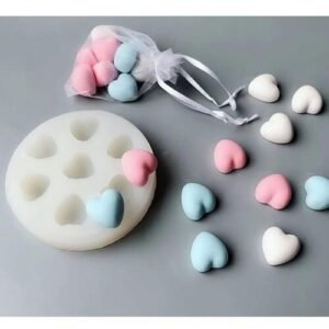 TPV®  7 Cavity Silicone Heart Fondant Mould for DIY Baking Chocolate Candy Cake Decorations Cupcake Topper Sugarcraft Gumpaste