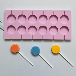 TPV® 12 Cavity Lollipop Silicone Mould with 20 Sticks for Hard Candy Jelly Chocolate Cake Pops Ice Cream Ice Cubes