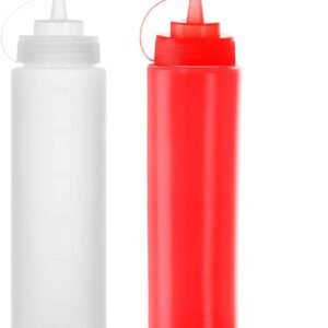 TPV® Condiment Squeeze Bottles Ketchup Dispenser 2  Plastic Sauce Squirt Bottle with Cap Lids ( 500 ml )