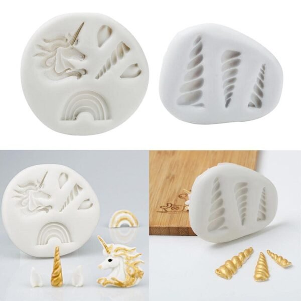 TPV® 5 cavity Unicorn Cake Mould Baking Molds Fondant Chocolate Cookies Baking Tool Head