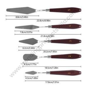 TPV® Palette Painting Knives - Set of 5 Various Sizes & Shapes, Stainless Steel Scraper Spatula