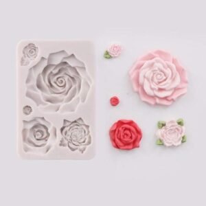 TPV® 5 cavity Fondant Silicone Molds Gumpaste Rose Mold, Large Flower Molds Silicone, Sugarcraft