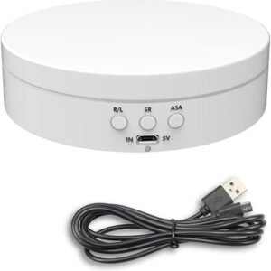 TPV® 6 inch , Rotating Display Stand 360 Degree Electric Turntable for Photography, Shows, Tumblers, Spinning, Jewellery, Turner, White