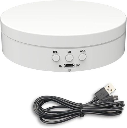 TPV® 6 inch , Rotating Display Stand 360 Degree Electric Turntable for Photography, Shows, Tumblers, Spinning, Jewellery, Turner, White