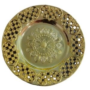 TPV® Mathis Small Round Decorative Plate, Golden Service Plate