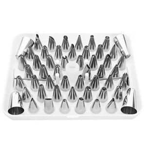 TPV® 52 Pieces Cake Decorating Nozzle Kit, Reusable Piping Tips And Icing Nozzle Set With Coupler For Decorating Cupcake Pastries Desserts Tarts Pie - Stainless Steel