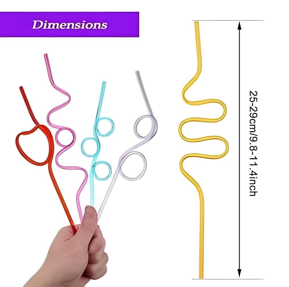 TPV® Newly Launched- REUSEABLE Straws for Kids, Funny Twists Drinking Straws for Birthday Parties, Colourful, 5 Pcs, Assorted Colours