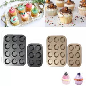 TPV® - 6 & 12 Slot Cupcake, Muffin Combo Aluminium Carbon Steel