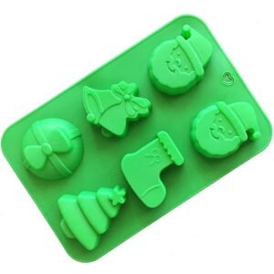 TPV® – 6 Cavity Christmas Tree, Socks, Bells, Snowman Sleigh, Santa Claus Silicone Chocolate Soap Mould