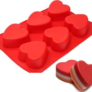 TPV® - 6 Cavity Heart Shape Silicone Mould For Chocolate, Jelly And Candy, Colour-Random