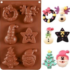 TPV® – 6 Cavity Non-Stick Heat Resistance Merry Christmas Silicone Mould For Holiday Candy, Cake, Cookies, Muffin Cups, Handmade Soap, Chocolate, And Jelly Etc - Christmas Santa Claus Shaped Mold