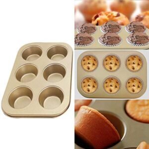TPV® – 6 Cavity Nonstick Multiple Shapes Muffin Mould (Gold)