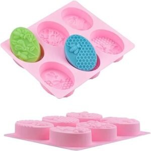 TPV® 6 Cavity Oval Bee Honeycomb Design Silicone Moulds For Soaps And Chocolate Jelly Desserts Mould