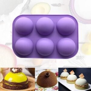 TPV® – 6 Cavity Silicone Semi Sphere Mould For Soap, Chocolate