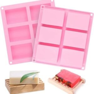 TPV® - 6 Cavity Rectangle Silicone Mould For Ice, Chocolate, Jelly, Soap, Colour-Random