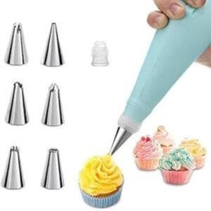 TPV® 6 Pc Cake Decorating Nozzle With Piping Bag Stainless Steel Piping Cream Frosting Nozzles